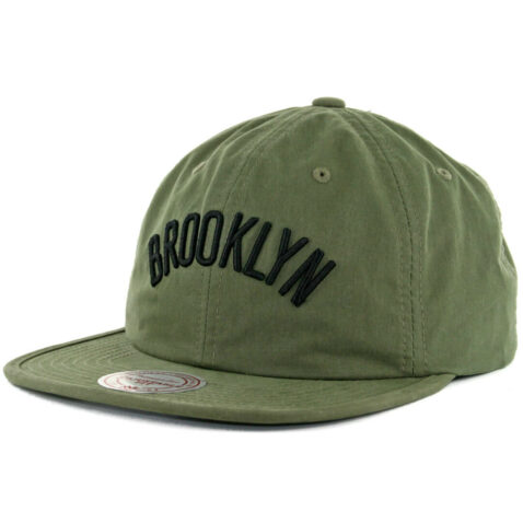Mitchell & Ness Brooklyn Nets Low Profile Outdoor Olive Strapback Hat
