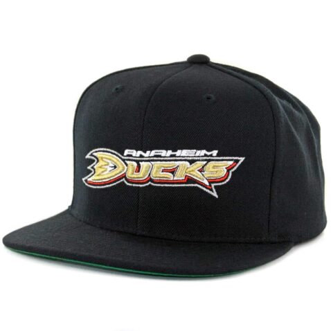 Mitchell & Ness Anaheim Ducks Vintage Wool Solid Black Snapback Hat