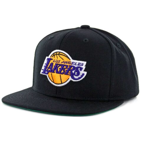 Mitchell & Ness Los Angeles Lakers Wool Solid Version 2 Black Snapback Hat