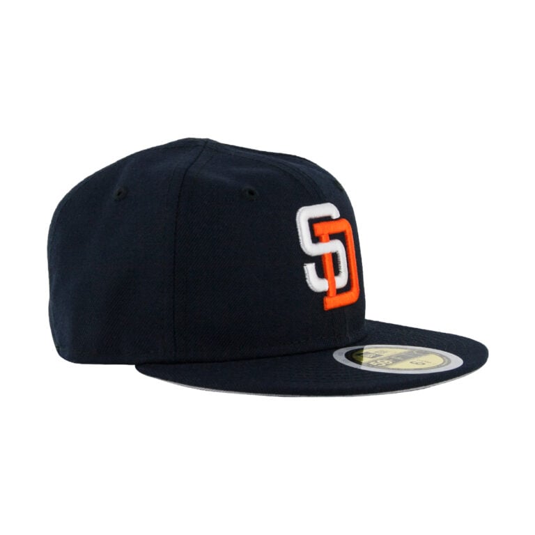 New Era 5950 San Diego Padres 1998 Tony Gwynn Inspired Throwback Youth Fitted Hat Update Front Left New Era 5950 San Diego Padres 1998 Tony Gwynn Inspired Throwback Youth Fitted Hat Update Front Left