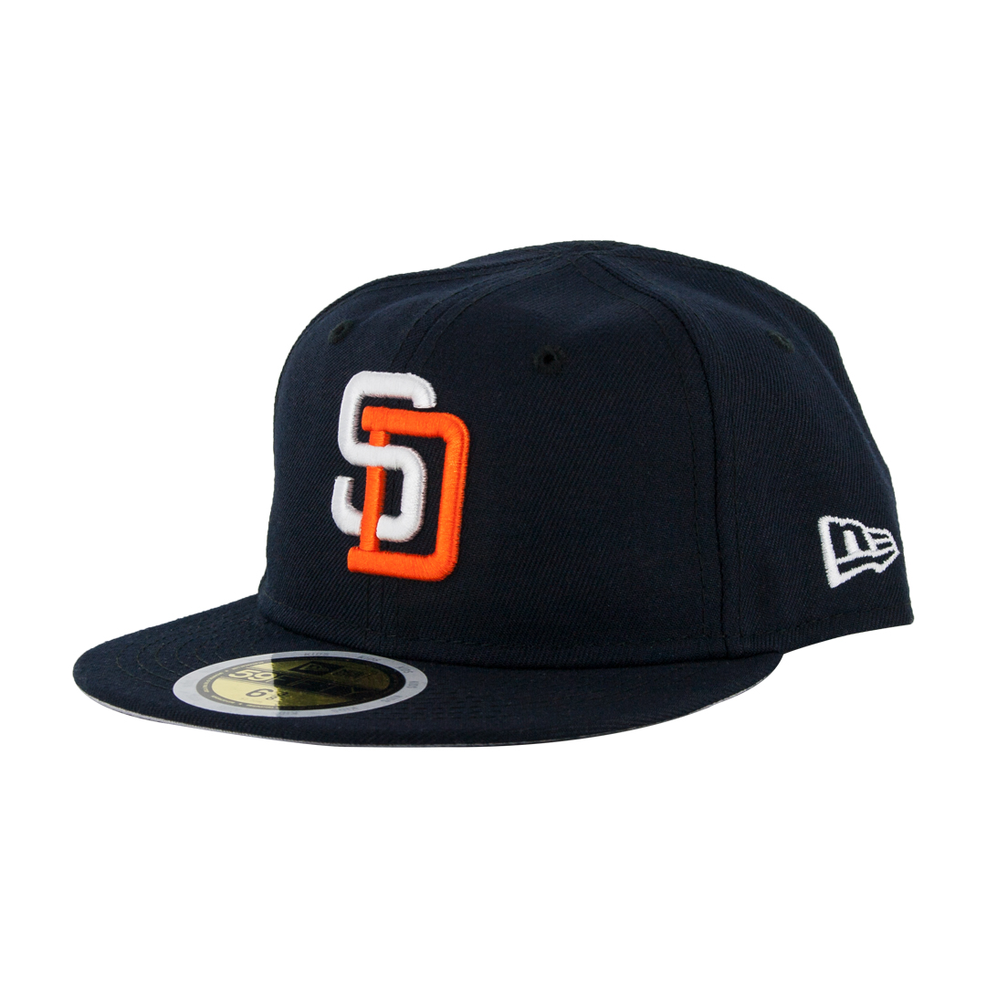 New Era 59Fifty San Diego Padres 1998 Tony Gwynn Inspired Throwback  Cooperstown Fitted Hat Dark Navy White Orange