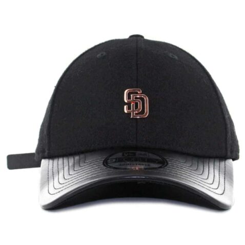 New Era x Billion Creation 9Forty San Diego Padres Metal Micro Logo Strapback Hat Black Rose