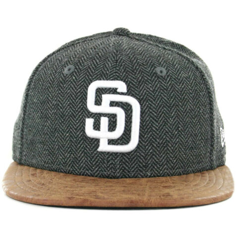 New Era x Billion Creation 59Fifty San Diego Padres Herringbone Leather Fitted Hat Black Tan