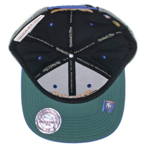 Mitchell & Ness Golden State Warriors PU Nubuck 2 T Snapback Hat Grey Royal Blue
