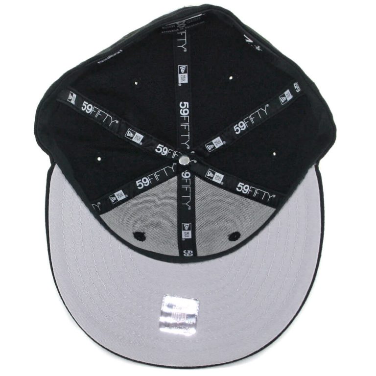 New Era 59Fifty Oakland Raiders Black White Fitted Hat-Inside New Era 59Fifty Oakland Raiders Black White Fitted Hat-Inside