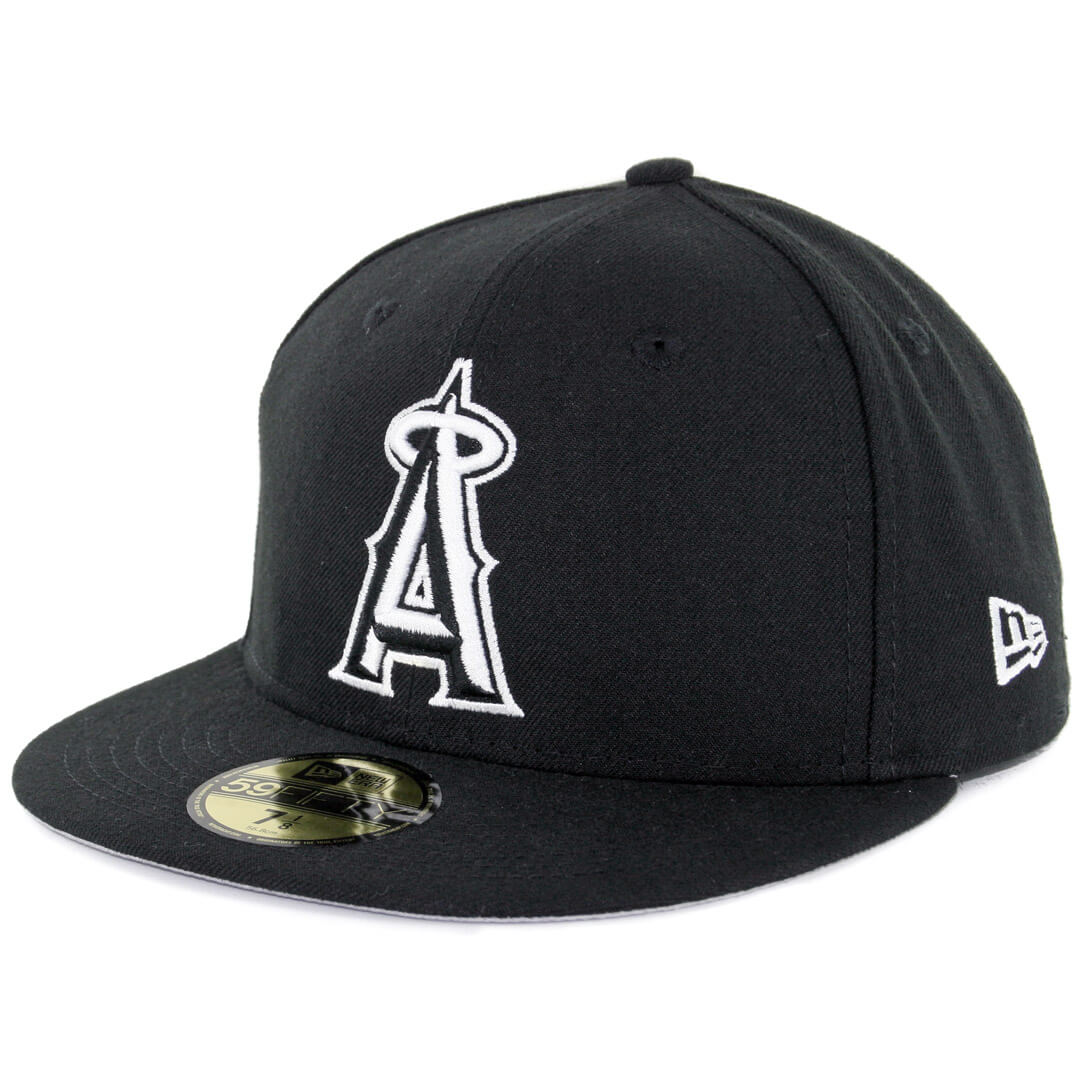 New Era 59Fifty Los Angeles Angels Fitted Hat Black White - Billion Creation