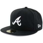 New Era 59Fifty Atlanta Braves Fitted Black, White Hat