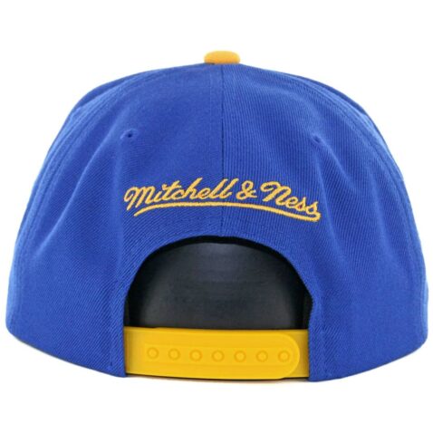 Mitchell & Ness Golden State Warriors XL Logo 2T Snapback Hat Royal Blue Yellow