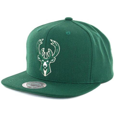 Mitchell & Ness Milwaukee Bucks Wool Solid Snapback Hat Hunter Green