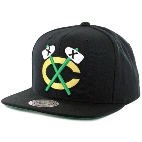 Mitchell & Ness Chicago Blackhawks Wool Solid 2 Snapback Hat Black
