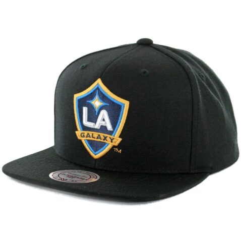 Mitchell & Ness Los Angeles Galaxy Team Solid 3 Snapback Hat Black