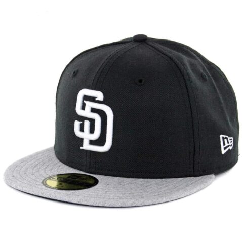 New Era 59Fifty San Diego Padres Two Tone Basic Fitted Hat Black White Heather Grey