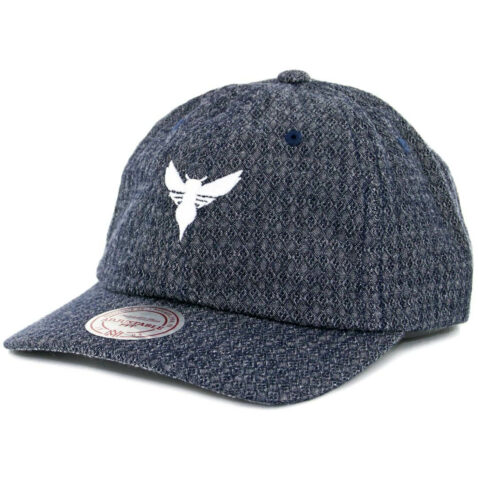 Mitchell & Ness Charlotte Hornets Reverse Denim Slouch Strapback Hat Navy