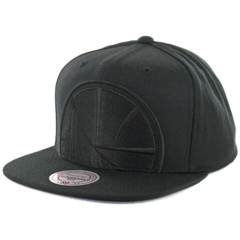 Mitchell & Ness Golden State Warriors Cropped XL Logo Snapback Hat Black