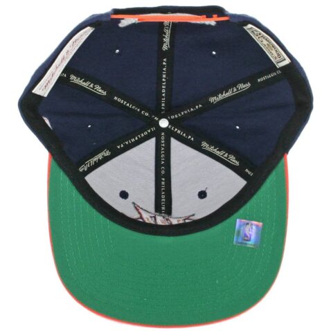 Mitchell & Ness Golden State Warriors XL Logo Two Tone Snapback Hat Navy Orange