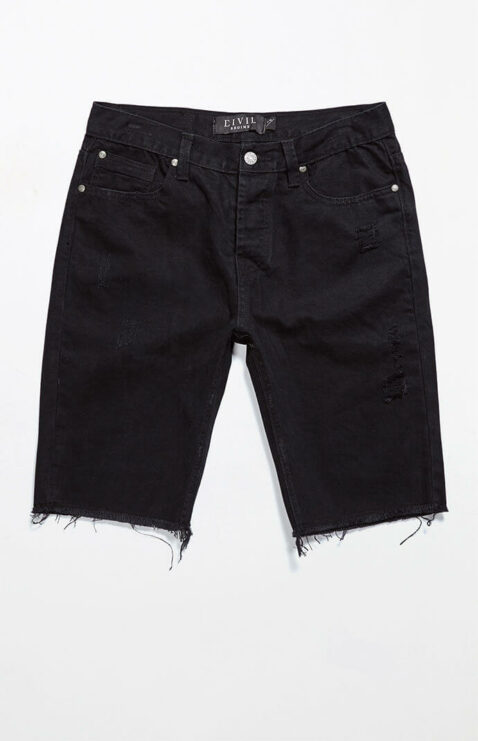 Civil Slash Denim Shorts Black