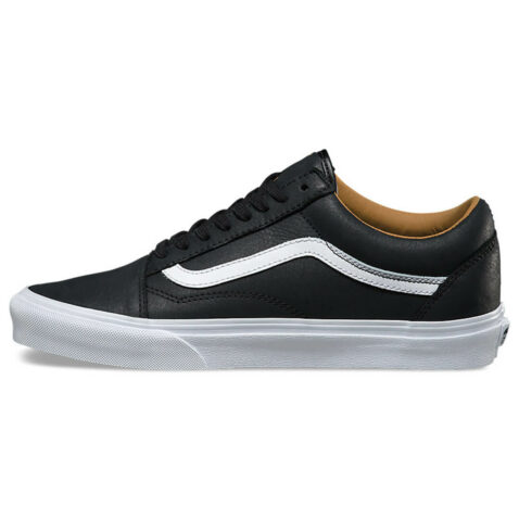 Vans Old Skool Premium Leather Shoe Black True White - Image 2