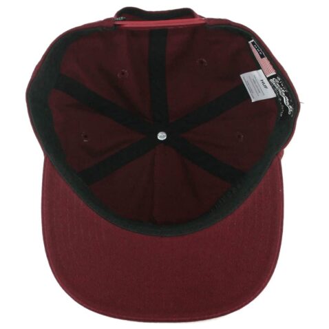 HUF Garment Wash Box Logo Snapback Hat Burgundy