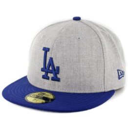 New Era 59Fifty Los Angeles Dodgers Heather Action Fitted Hat Heather Grey Royal Blue
