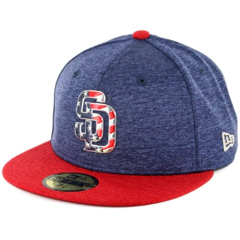 New Era 59Fifty San Diego Padres 2017 July 4th Fitted Hat Light Navy Scarlet
