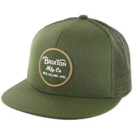Brixton Wheeler Mesh Snapback Hat Olive