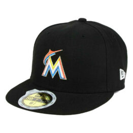New Era 59Fifty Miami Marlins Home Youth Authentic On Field Fitted Hat