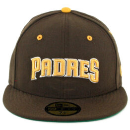 New Era 59Fifty San Diego Padres Word Jersey Logo Fitted Hat Brown Gold