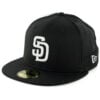 帽子 NEW ERA / SD 59FIFTY Logo Mesh Cap Black San Diego Padres Black Mesh 59FIFTY A-Frame Fitted Hat – New
