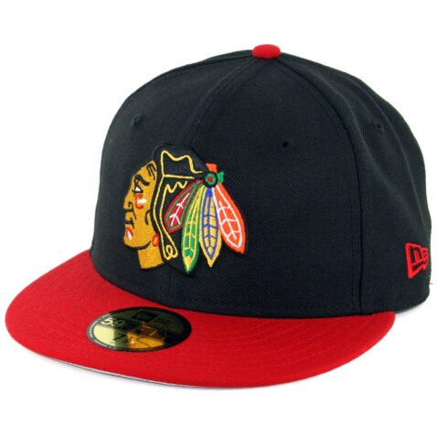 New Era 59Fifty Chicago Blackhawks Fitted Hat Black Scarlet Red
