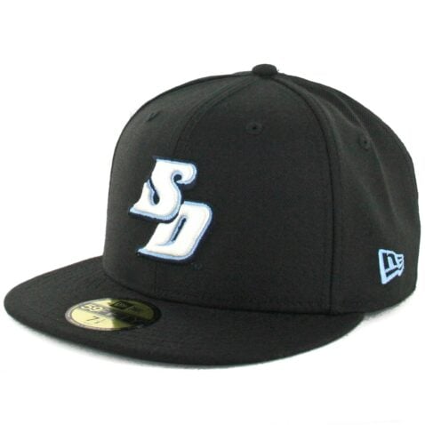 New Era 59Fifty University of San Diego Toreros Fitted Hat Black White Light Blue