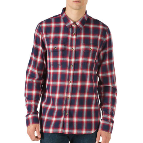 Vans Beechwood Flannel Shirt Dress Blue Chili Pepper