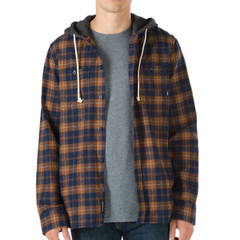 Vans Lopes Flannel Hooded Sweatshirt Dress Blue Toffee