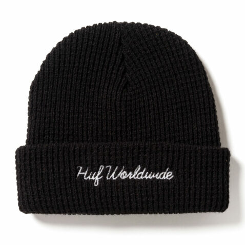 HUF Worldwide Waffle Beanie Black