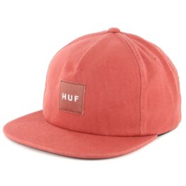 HUF Wash Canvas Box Logo Snapback Hat Nautical Red