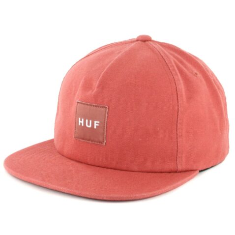 HUF Wash Canvas Box Logo Snapback Hat Nautical Red