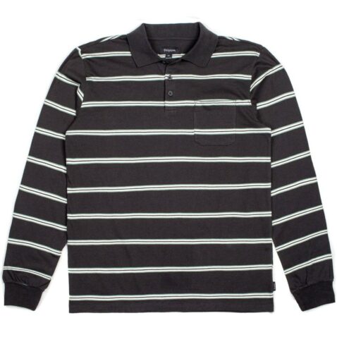Brixton Noah Long Sleeve Polo Knit Shirt Washed Black