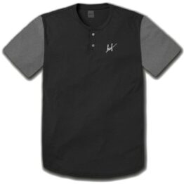 HUF Script Henley T-Shirt Black Ash Heather