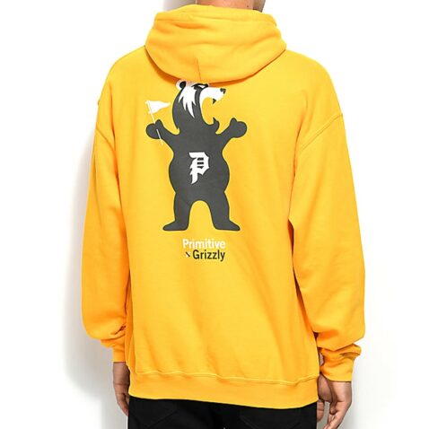 Primitive x Grizzly Mascot Hooded Sweatshirt Yellow
