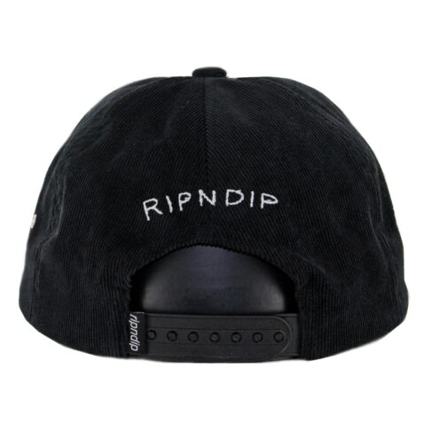 Rip N Dip Stoner 5 Panel Snapback Hat Black Corduroy