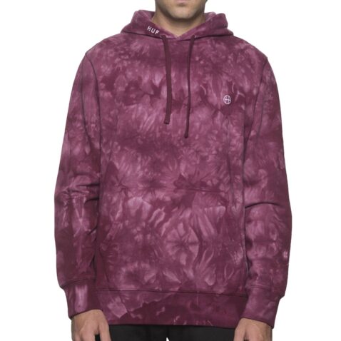 HUF Leary Tie Dye Pullover Hooded Sweatshirt Burgundy