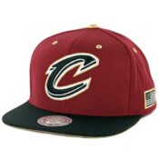 Mitchell & Ness Cleveland Cavaliers Gold Tip Snapback Hat Burgundy Black