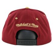 Mitchell & Ness Cleveland Cavaliers Gold Tip Snapback Hat Burgundy Black-Back