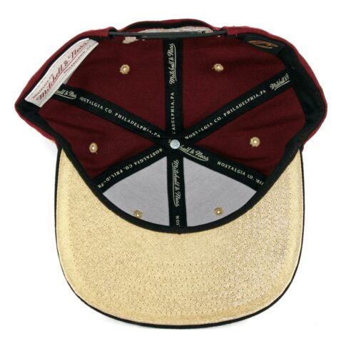 Mitchell & Ness Cleveland Cavaliers Gold Tip Snapback Hat Burgundy Black
