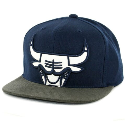 Mitchell & Ness Chicago Bulls Leather XL Logo Snapback Hat Navy
