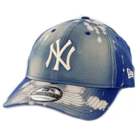 New Era 9Twenty New York Yankees Bleached Out Strapback Hat Light Royal