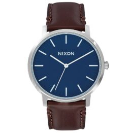 Nixon Porter Leather Watch Navy Brown