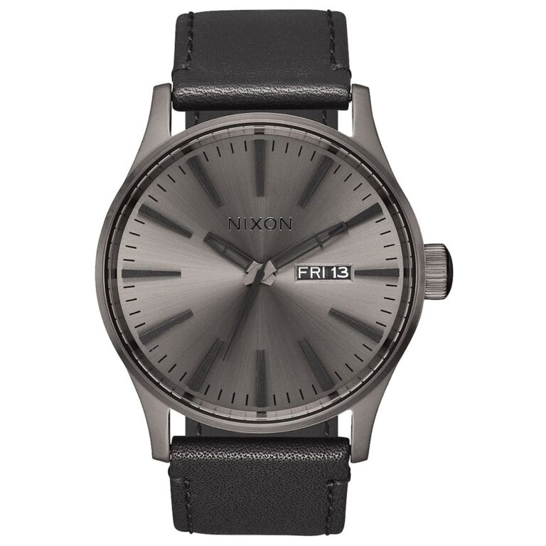 Nixon Sentry Leather Watch Gunmetal Black