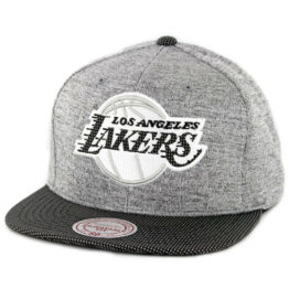Mitchell & Ness Los Angeles Lakers Space Knit Snapback Hat Silver Charcoal