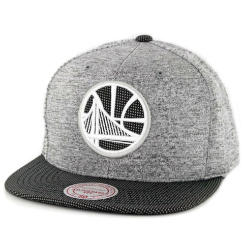 Mitchell & Ness Golden State Warriors Space Knit Snapback Hat Silver Charcoal