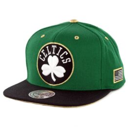 Mitchell & Ness Boston Celtics Gold Tip Snapback Hat Kelly Green Black
